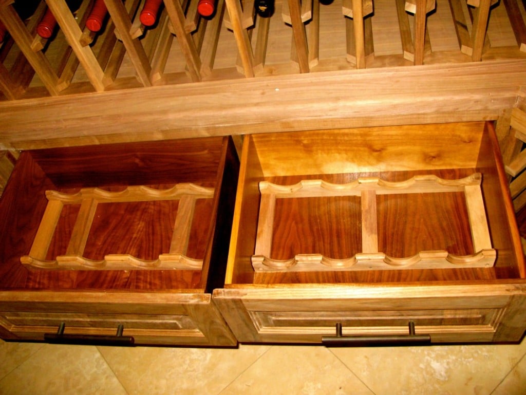 Black walnut wood drawers - racking solutions a pale appearance