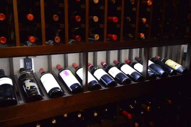 This Corona wooden wine cellar racking design is built Mahogany wood with a rich walnut stain.